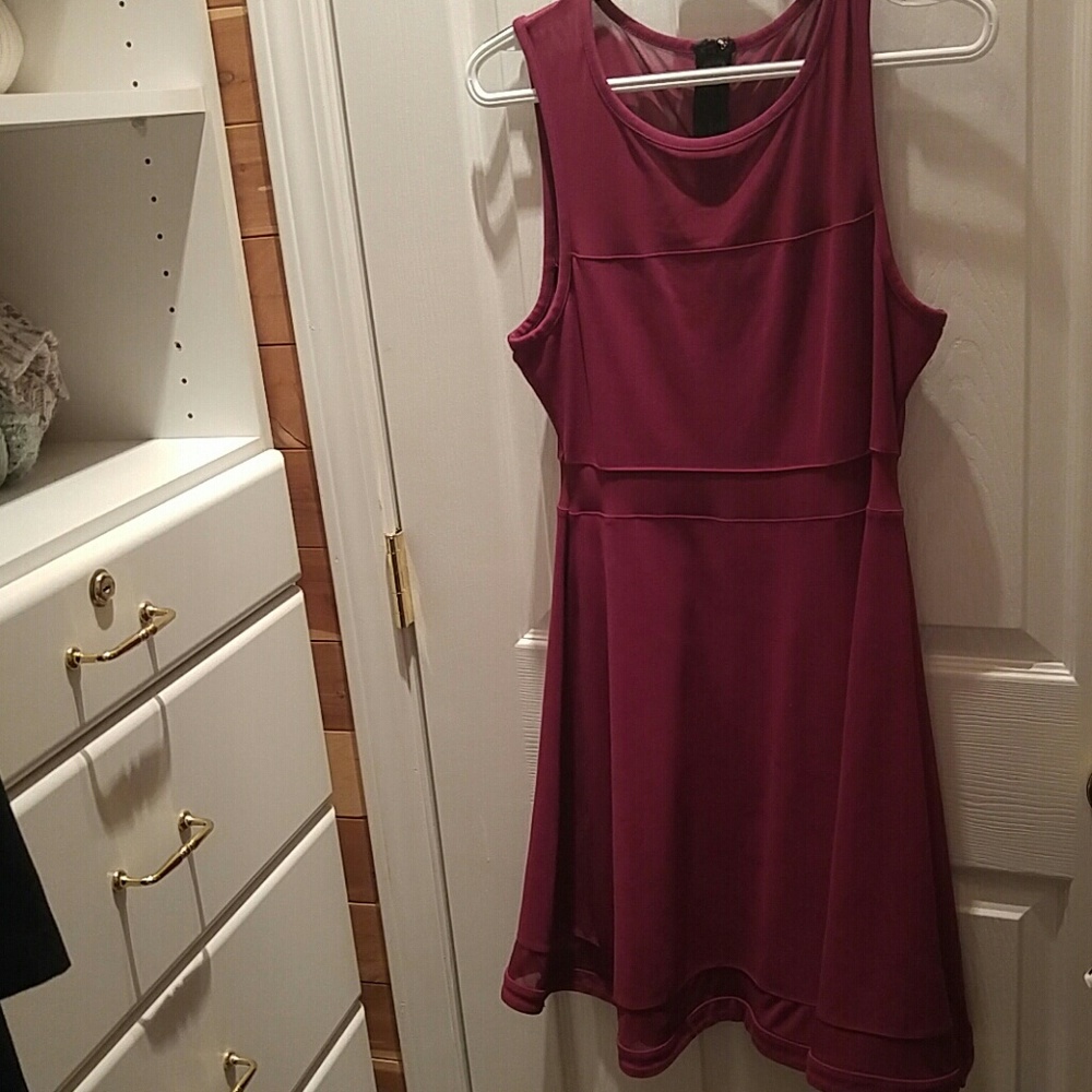 EXPRESS sleeveless A line dress in wine